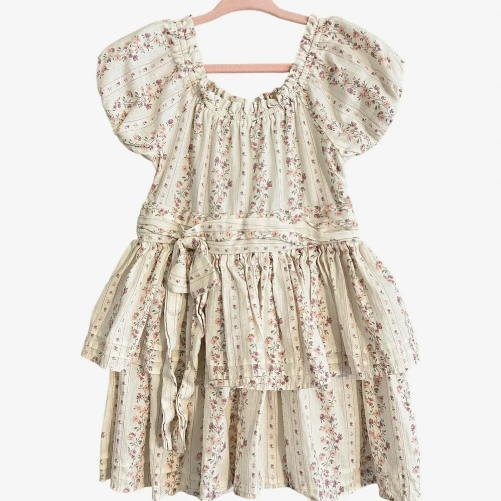 Noralee Floral Annette Tiered Dress Kids 4 Garden Party Flower Girl Wedding Boho